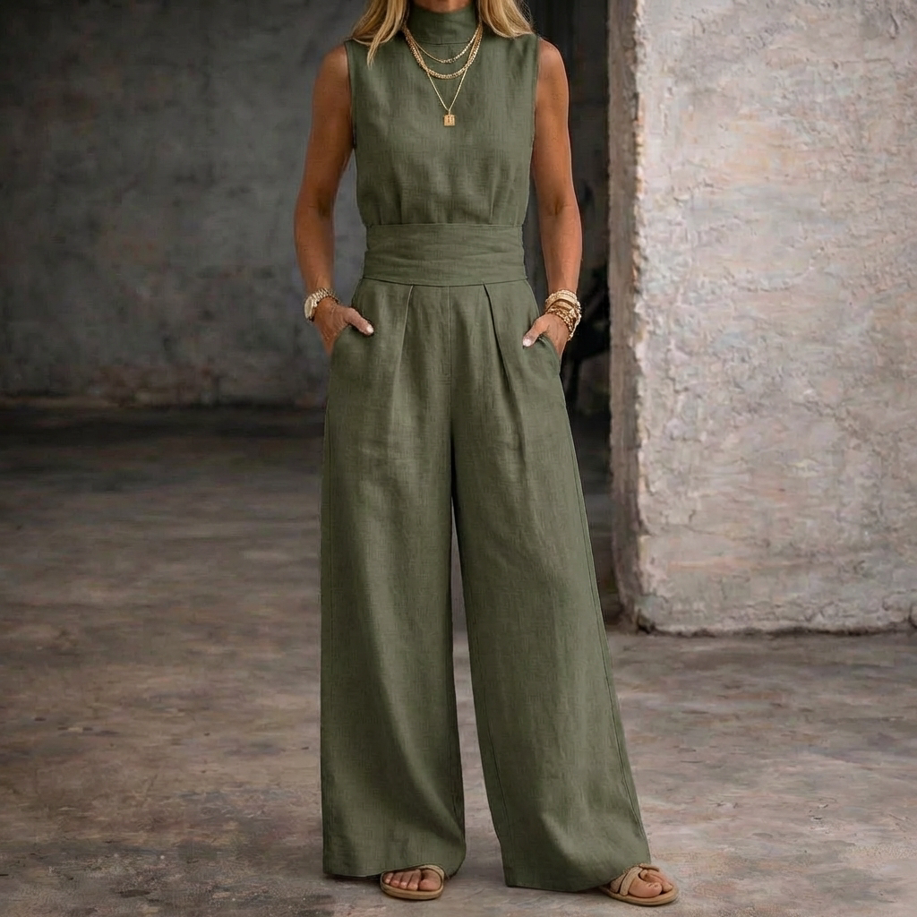 Viola | Jumpsuit in lino Senza maniche con Pantaloni a gamba larga