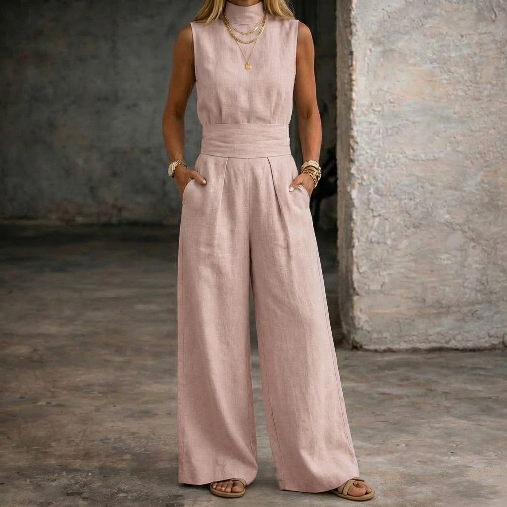 Viola | Jumpsuit in lino Senza maniche con Pantaloni a gamba larga