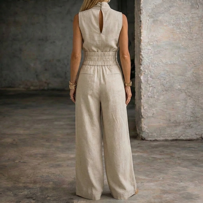 Viola | Jumpsuit in lino Senza maniche con Pantaloni a gamba larga