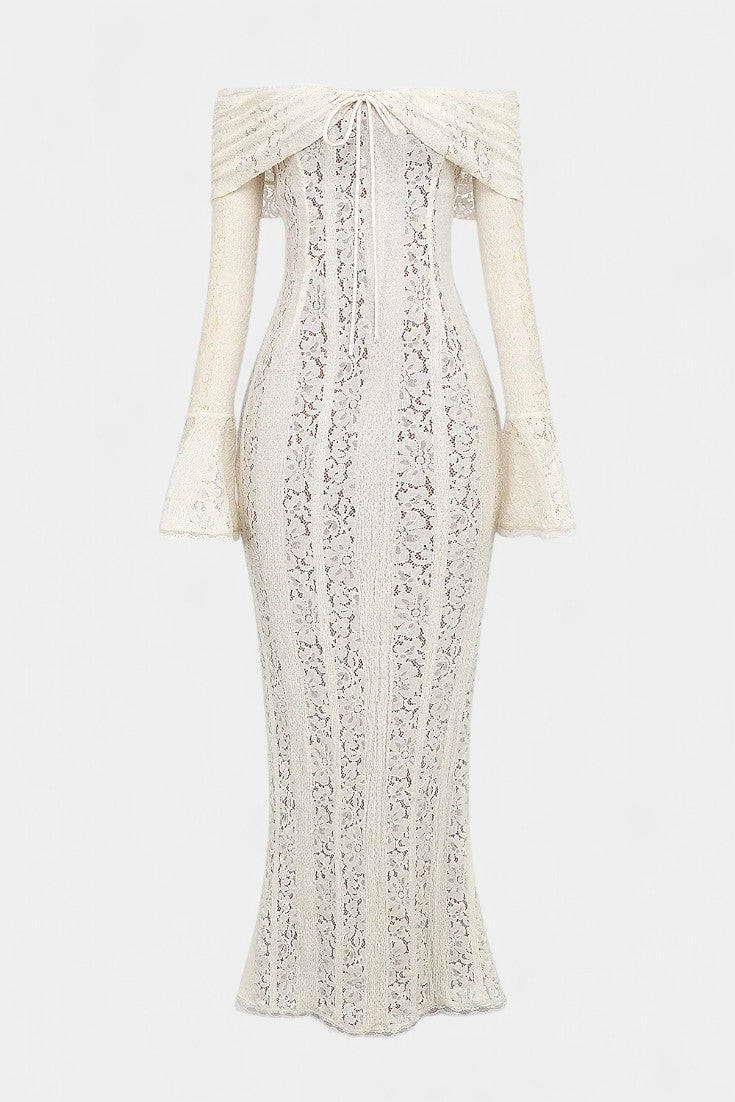 Rosalie Abito maxi Off-Shoulder in pizzo