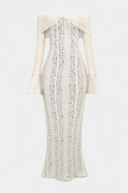 Rosalie Abito maxi Off-Shoulder in pizzo