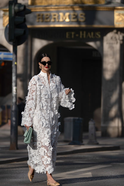 Yelira | Elegante Abito Bianco in pizzo