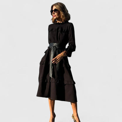 STACEY – ABITO MIDI CON VOLANT E CAPAS