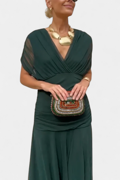 Abigail | Abito lungo Floreale con Scollo a V