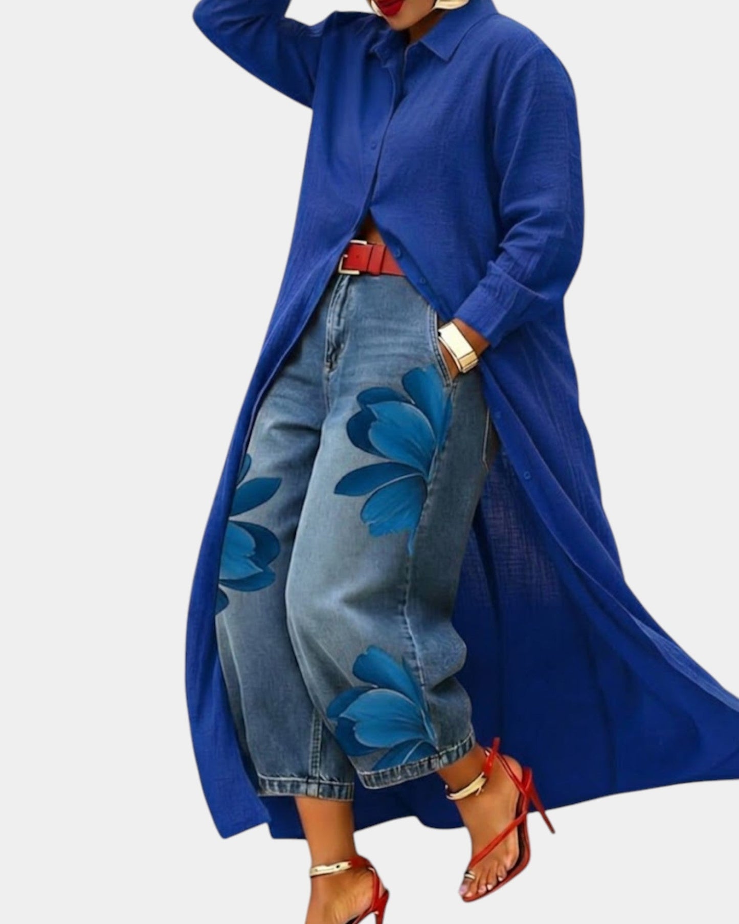 Céliane | Set completo di abito e pantaloni di denim ampi