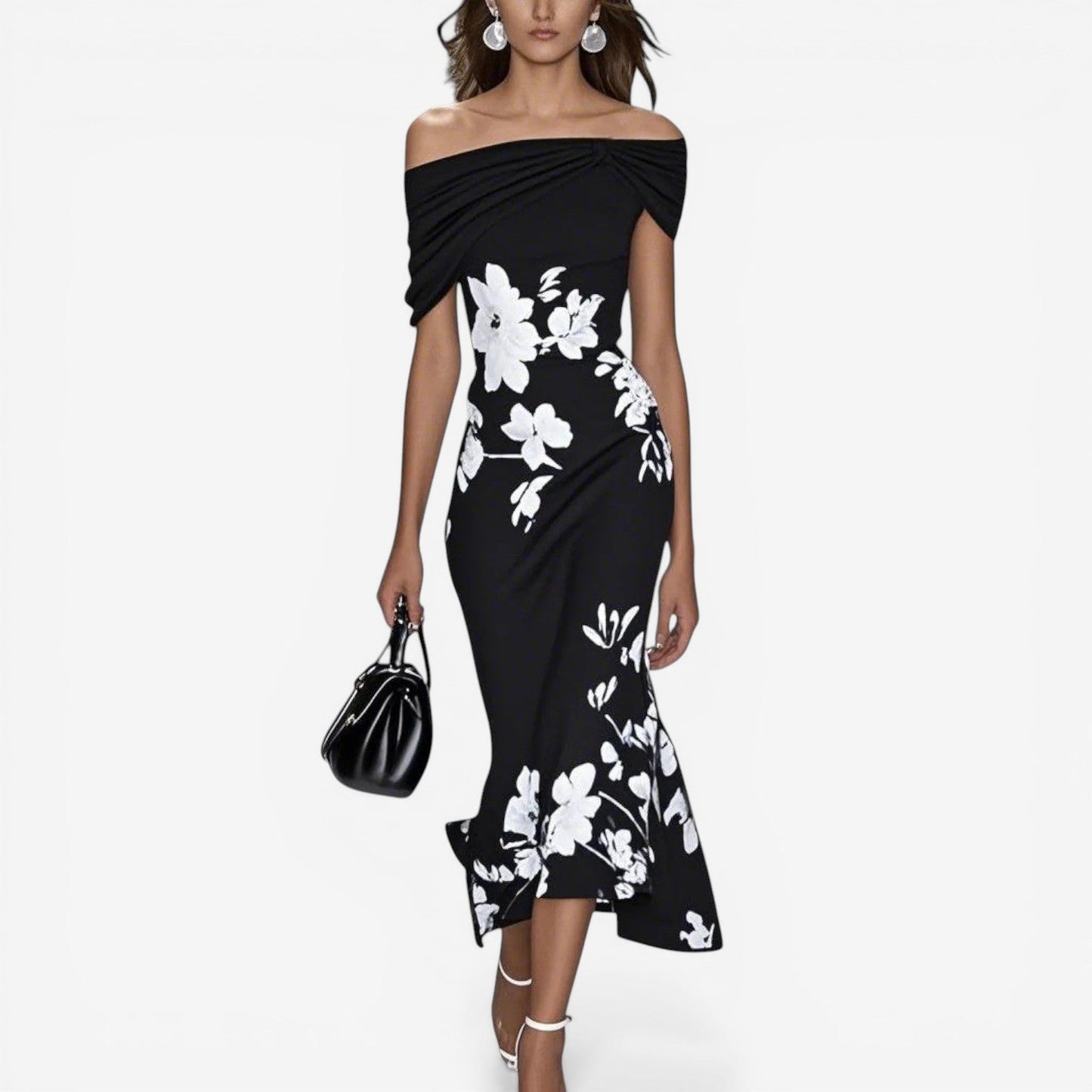 Abito midi Floreale Elegante - Silhouette a sirena