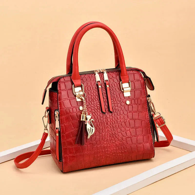 Borsa in Pelle Effetto Coccodrillo