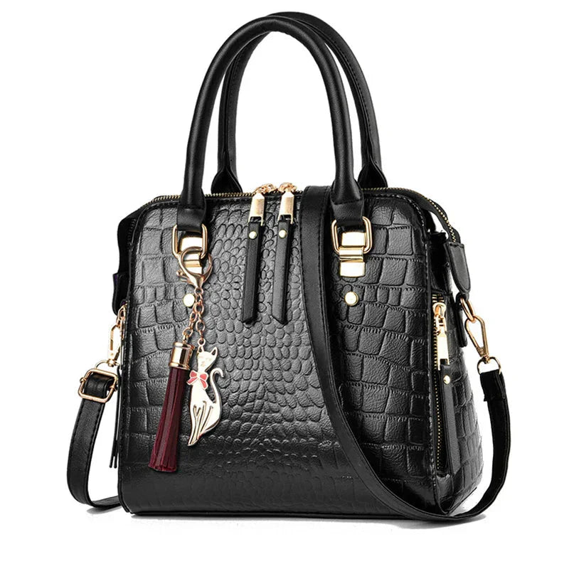 Borsa in Pelle Effetto Coccodrillo
