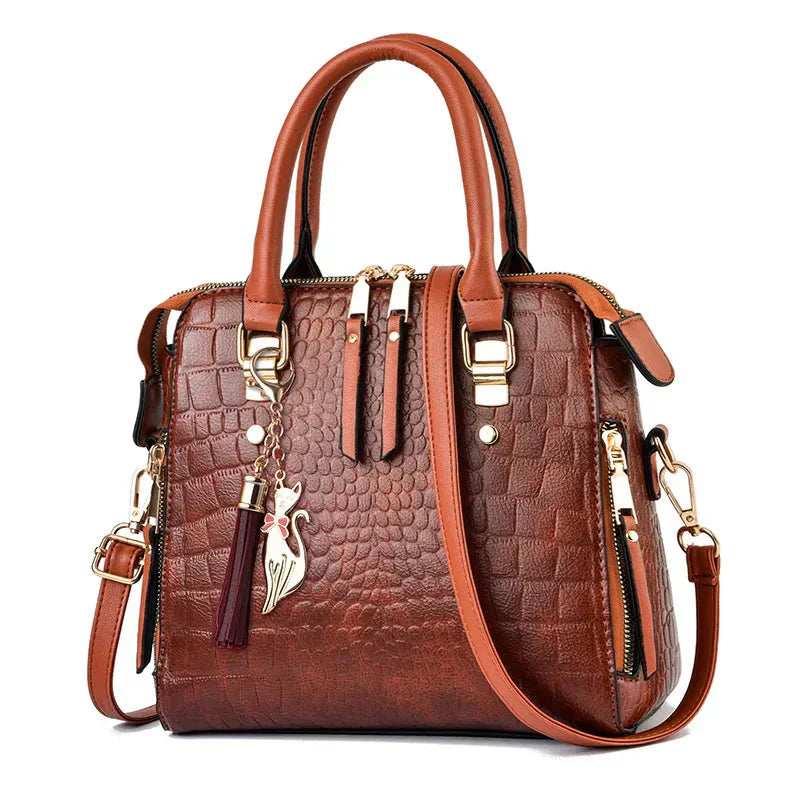 Borsa in Pelle Effetto Coccodrillo