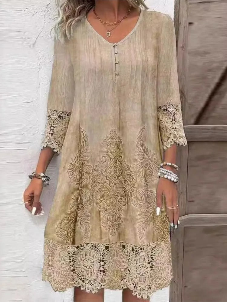 Lisa | Abito con scollo a V e pizzo