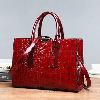 New York – Borsa a Mano in Pelle con Stampa Coccodrillo