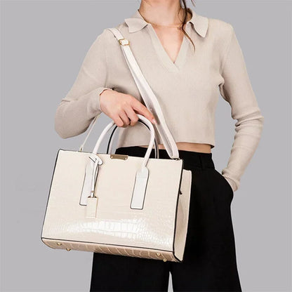 New York – Borsa a Mano in Pelle con Stampa Coccodrillo