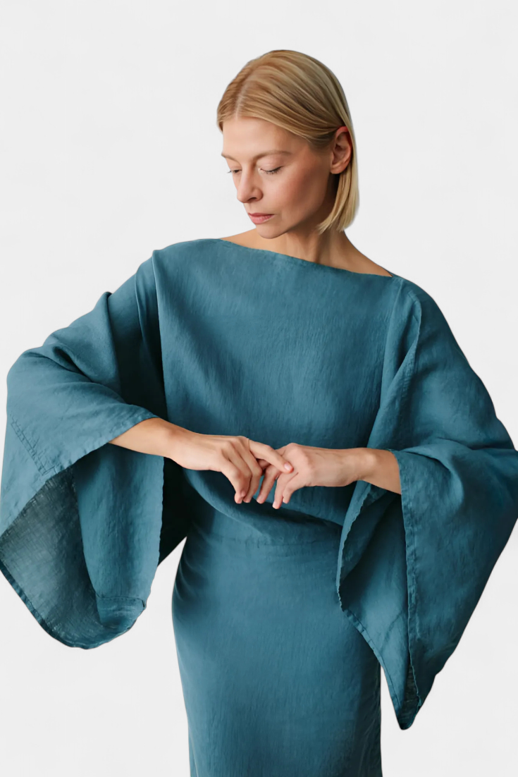 Kamilia Abito Kimono in lino e Cotone