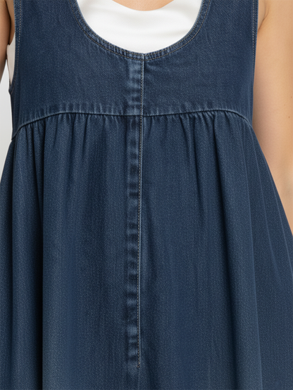 Miranda - Abito Maxi di Denim Lavaggio Vintage con Sensazione di Cotone Morbido
