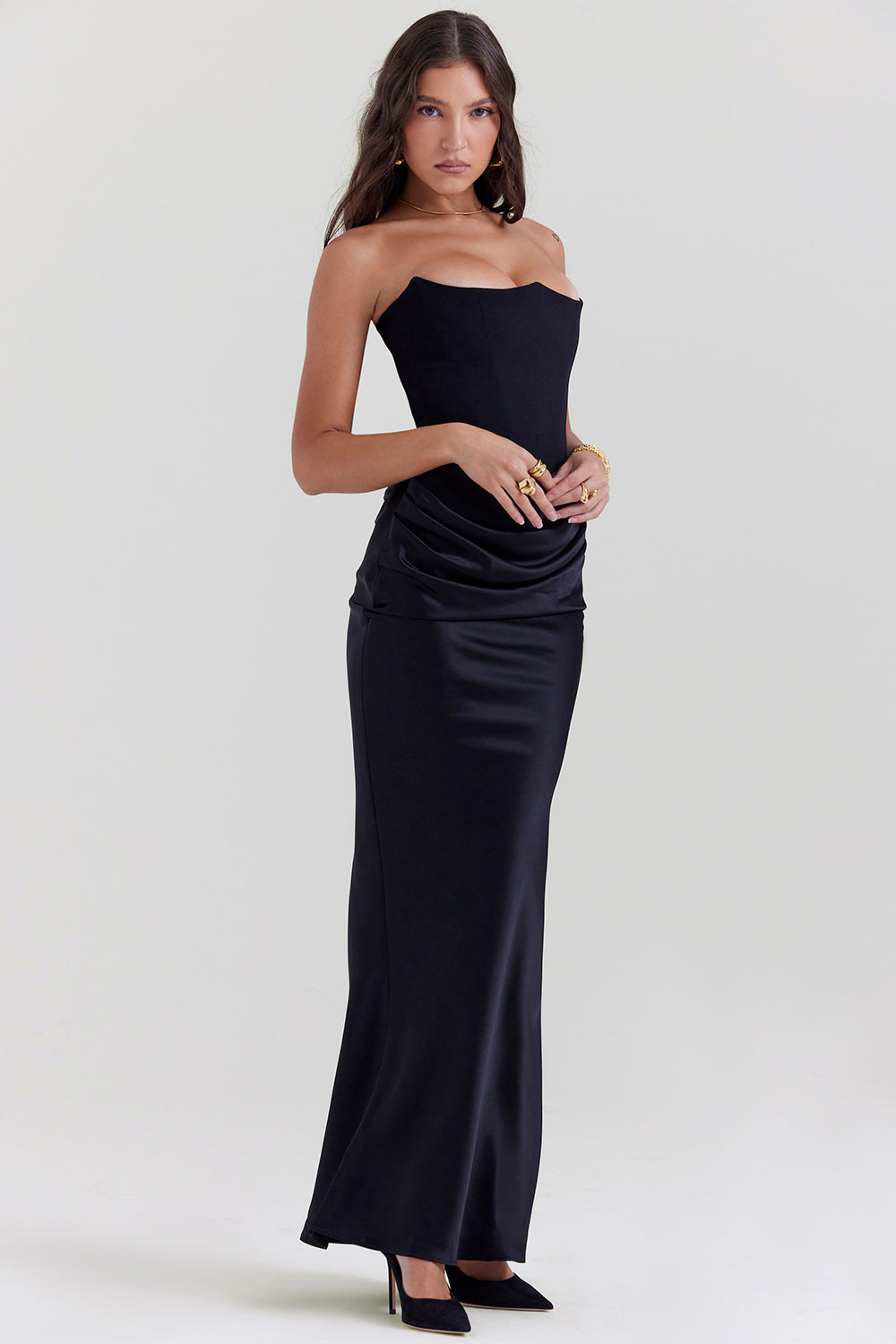 Paloma - Abito maxi elegante di Raso Senza maniche