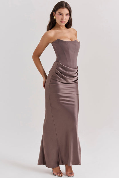 Paloma - Abito maxi elegante di Raso Senza maniche