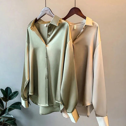Olivia - Blusa di Satin Largo con Maniche