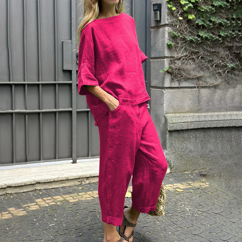 EMMA – SET DUE PEZZI DI COTONE-LINO CASUAL