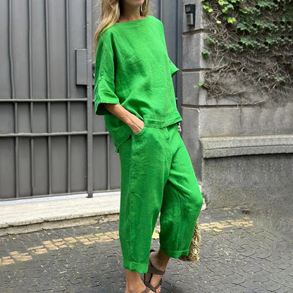 EMMA – SET DUE PEZZI DI COTONE-LINO CASUAL