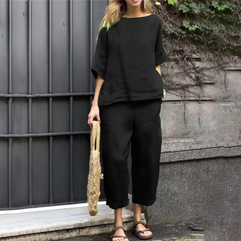 EMMA – SET DUE PEZZI DI COTONE-LINO CASUAL