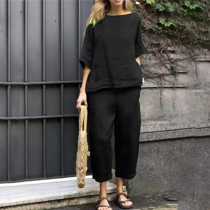 EMMA – SET DUE PEZZI DI COTONE-LINO CASUAL