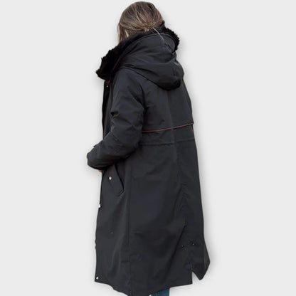 Parka invernale lungo in pelliccia sintetica