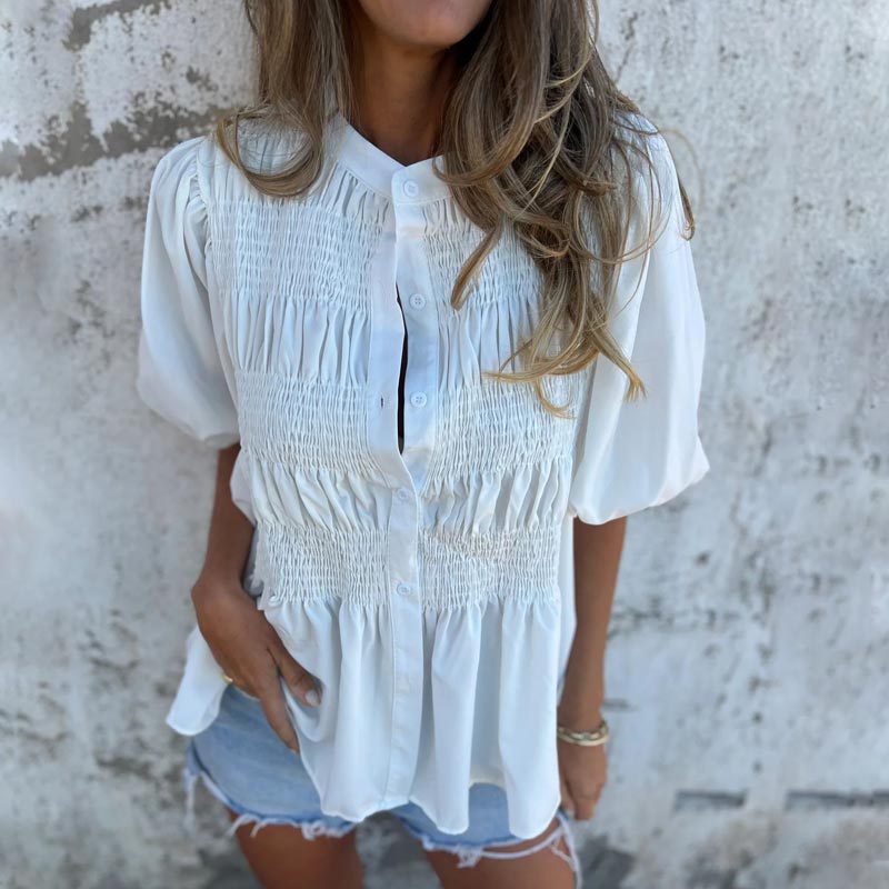Megan - Blusa di Bottoni con Maniche a palloncino