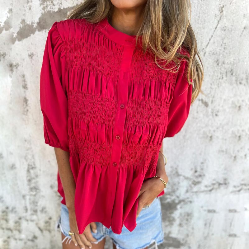 Megan - Blusa di Bottoni con Maniche a palloncino