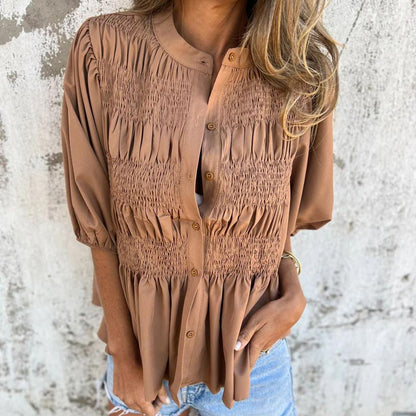 Megan - Blusa con Maniche di Globo e Bottoni