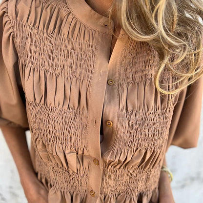 Megan - Blusa con Maniche di Globo e Bottoni