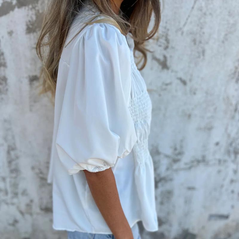 Megan - Blusa di Bottoni con Maniche a palloncino