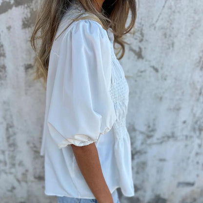 Megan - Blusa con Maniche di Globo e Bottoni