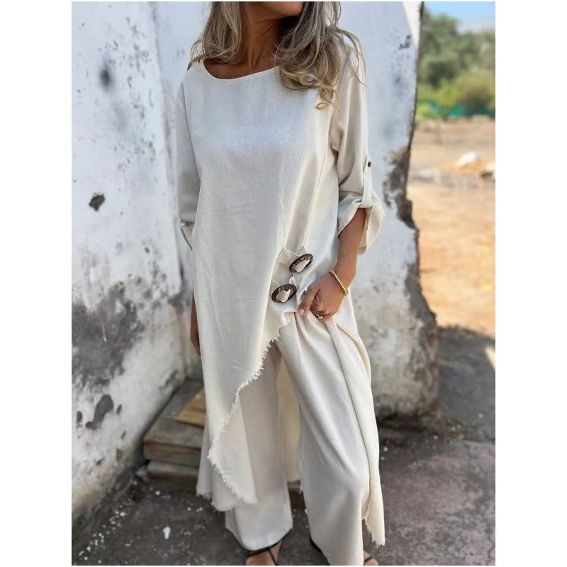 Everly – Set Elegante in cotone e lino di Due pezzi