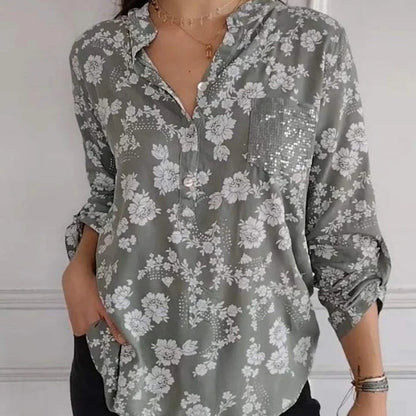 FRIEDLINDE I BLUSA FLOREADA A MANICHE LUNGHE