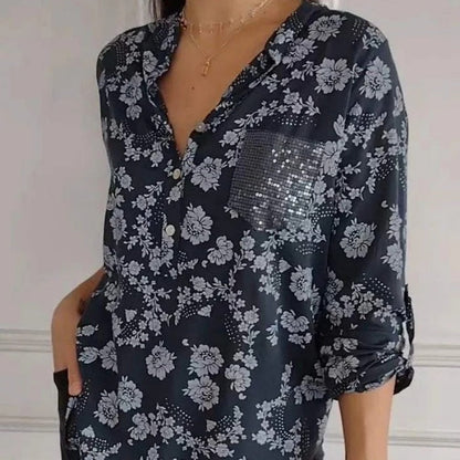BLUSA FLOREALE FRIEDLINDE I A MANICHE LUNGHE