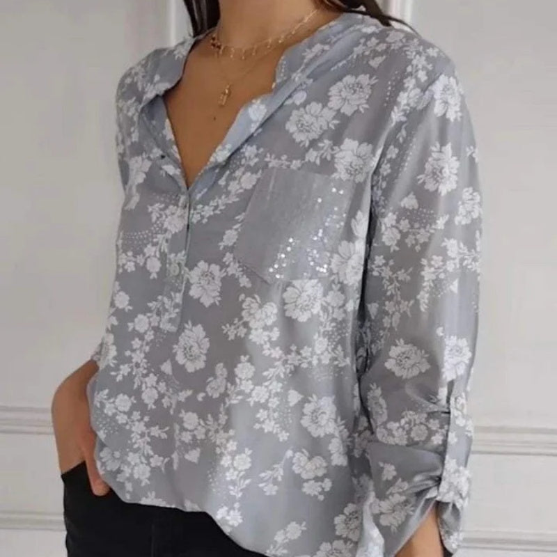 FRIEDLINDE I BLUSA FLOREADA A MANICHE LUNGHE