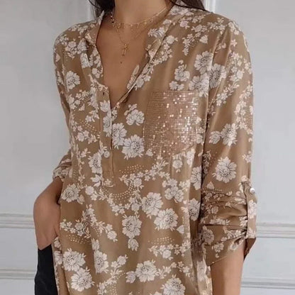 BLUSA FLOREALE FRIEDLINDE I A MANICHE LUNGHE