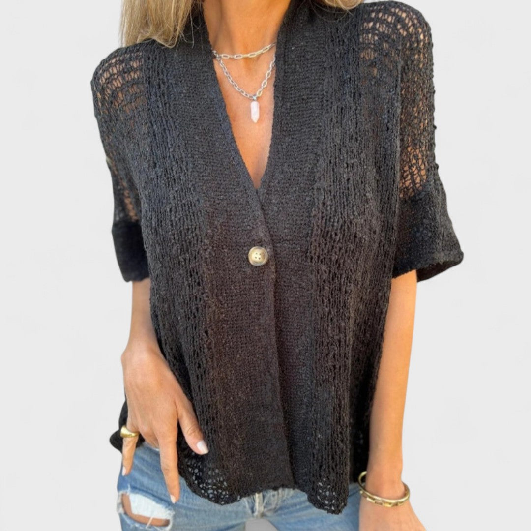 Varrea - Blusa da donna di tinta unita con un bottone