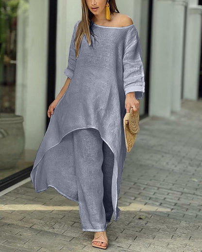 EVELISSE – SET DI COMPLETO DI LINO PER LA ELEGANZA DI PRIMAVERA ED ESTATE