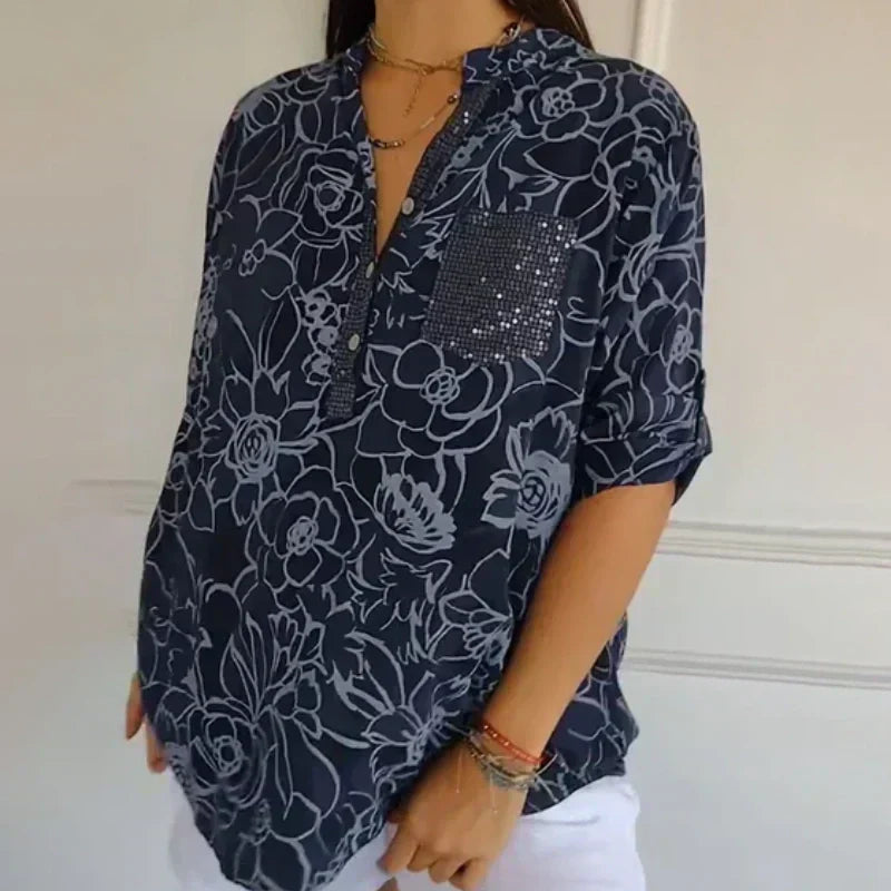 ISA I BLUSA FLOREALE CON scollo a V