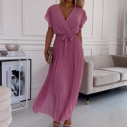 AMANDA - ABITO MAXI PLEAT ELEGANTE CON SCOLLO A V