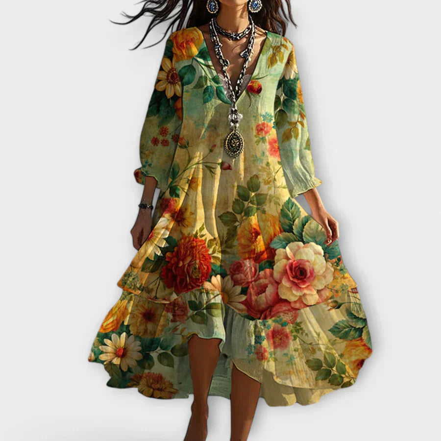 Soraya™ – Abito Boho Fresco con un Caduta che Accentual Corpo