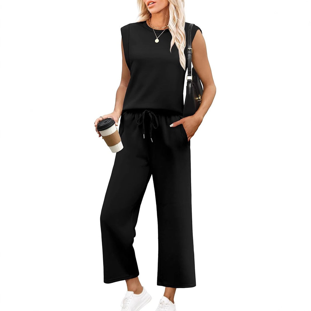 EVANIA – SET DI TOP SENZA MANICHE E PANTALONI AMPI CORTOS