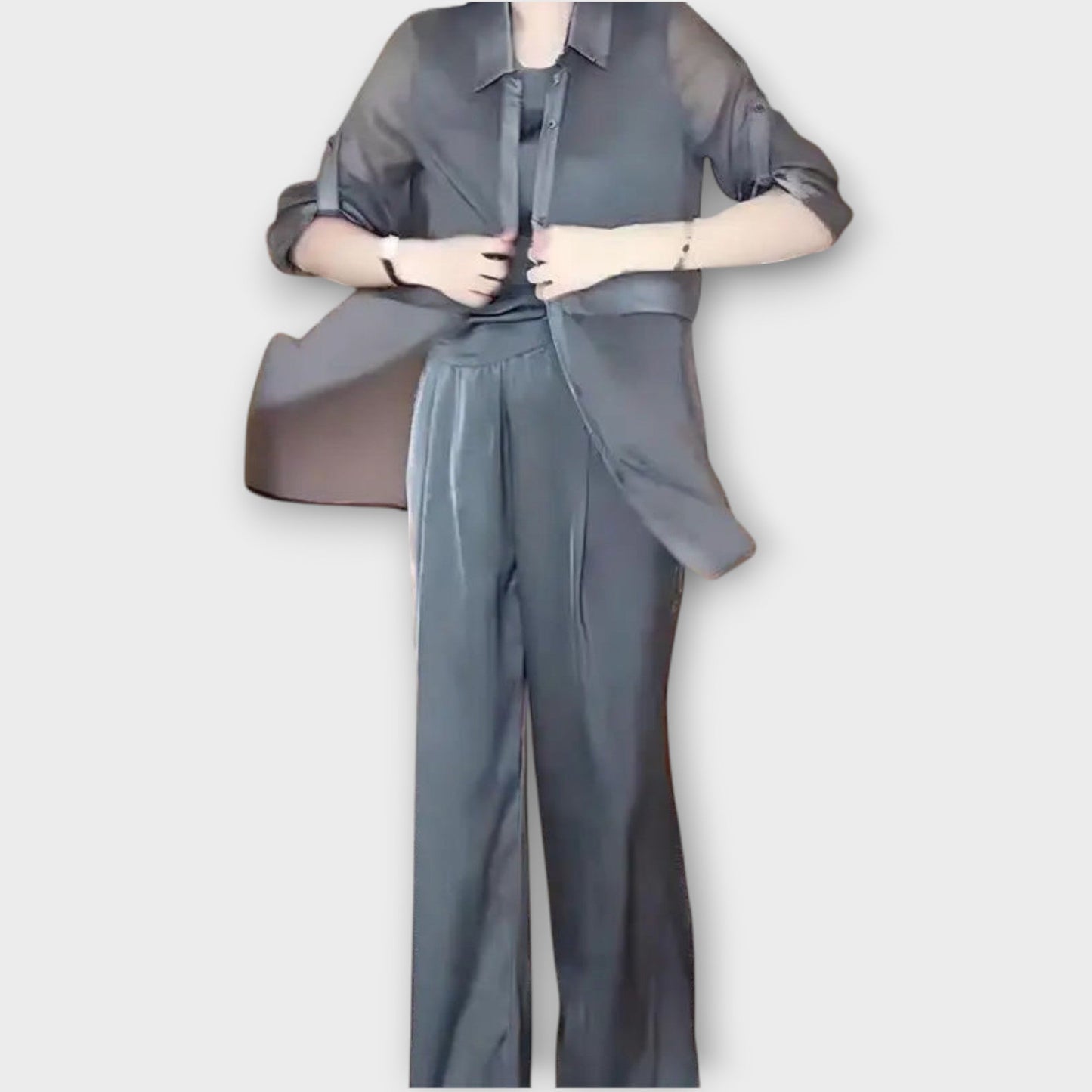 Set Elegante di Tre Pezzi con Vestibilità rilassata