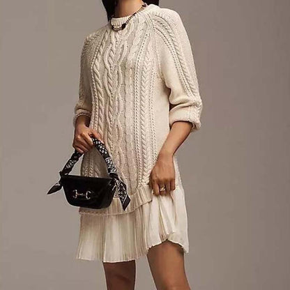 Il Abito A-Line di Maglia Cableado - Il Abito di Maglione Valorizzante