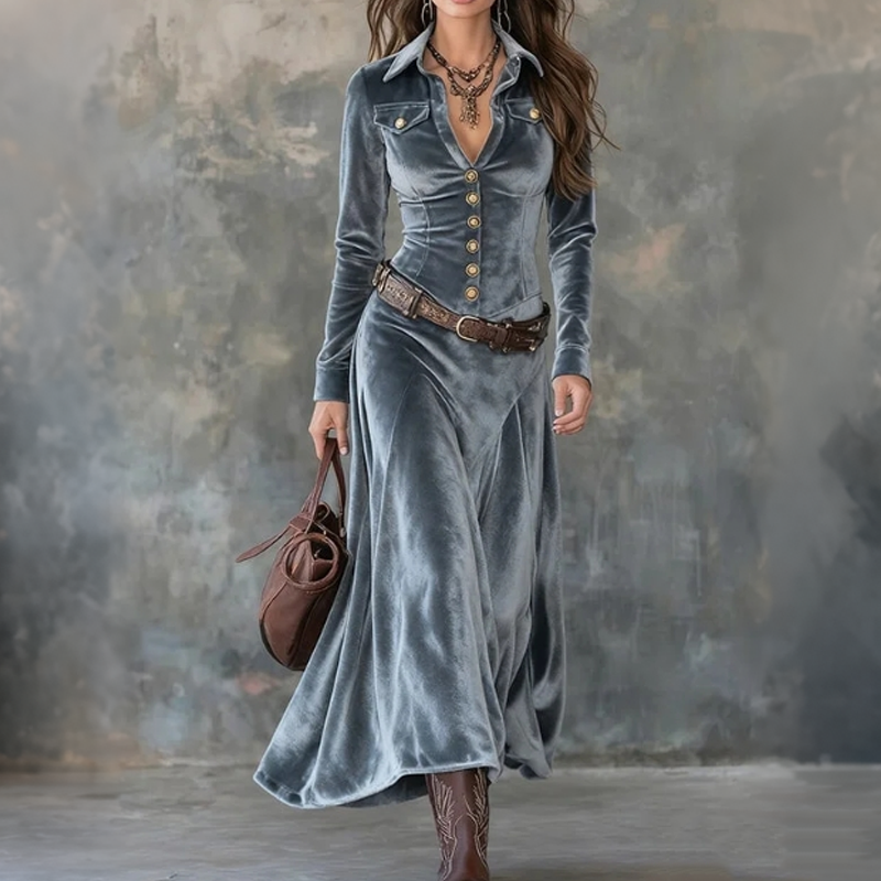 Dolce | Abito maxi vintage di terciopelo fluido