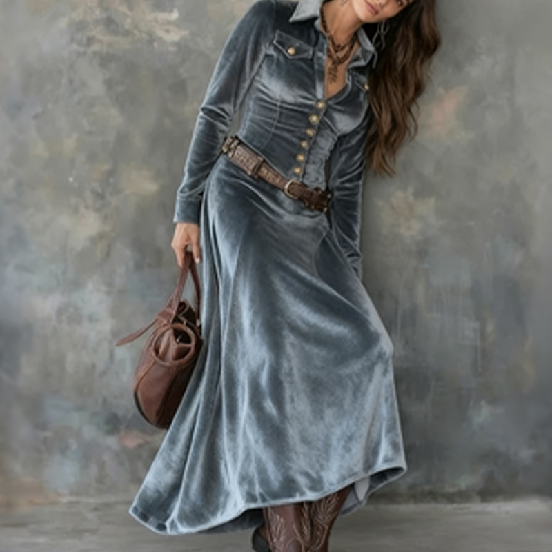 Dulce | Abito Maxi vintage di velluto fluido