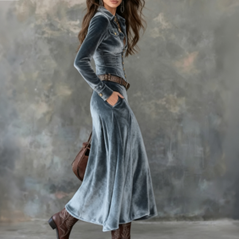 Dulce | Abito Maxi vintage di velluto fluido
