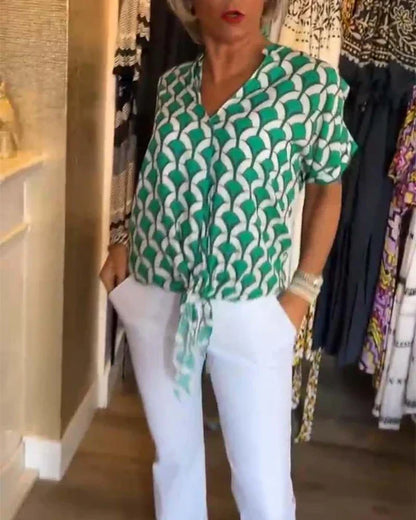 Audrey | Top Casual con Stampa e scollo a V