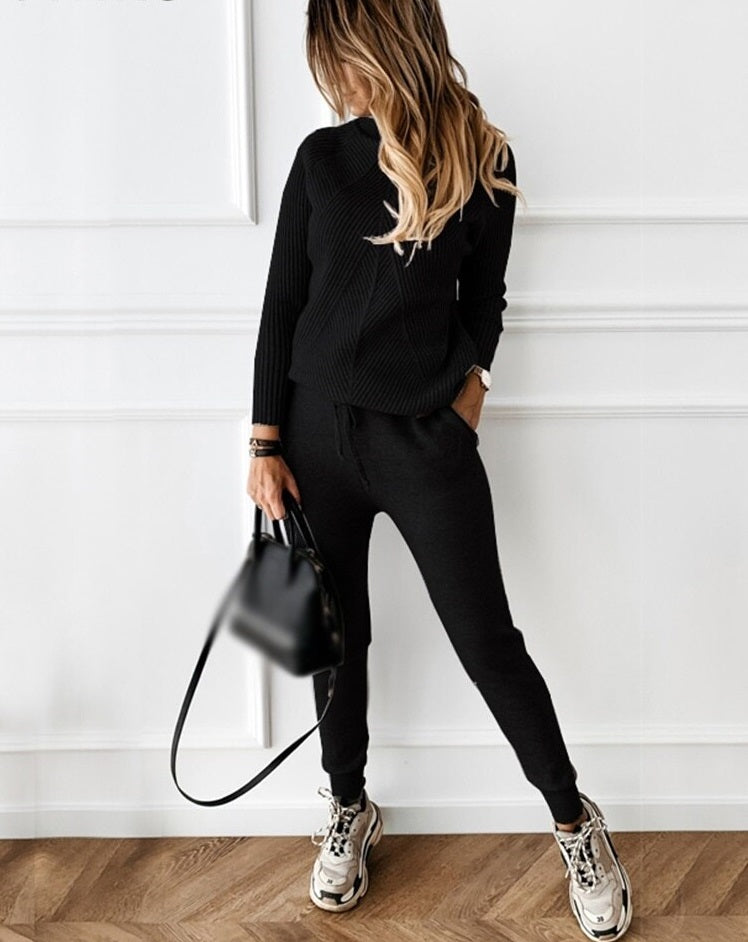 Set di Donna di Maglia di 2 Pezzi con Pantaloni e Maglione